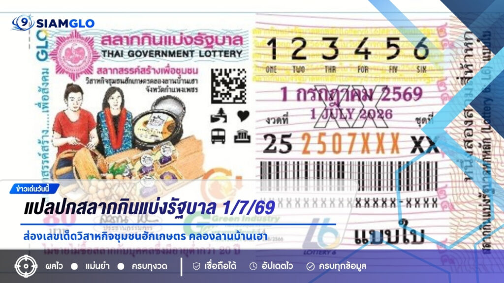 แปลปกสลากกินแบ่งรัฐบาล 1/7/69 ส่องเลขเด็ดวิสาหกิจชุมชนฮักเกษตร คลองลานบ้านเฮา คอหวยจับตา 80-236