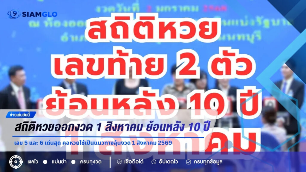 เปิดสถิติหวยออกงวด 1 สิงหาคม ย้อนหลัง 10 ปี เลข 5 และ 6 เด่นสุด คอหวยใช้เป็นแนวทางลุ้นงวด 1 สิงหาคม 2569