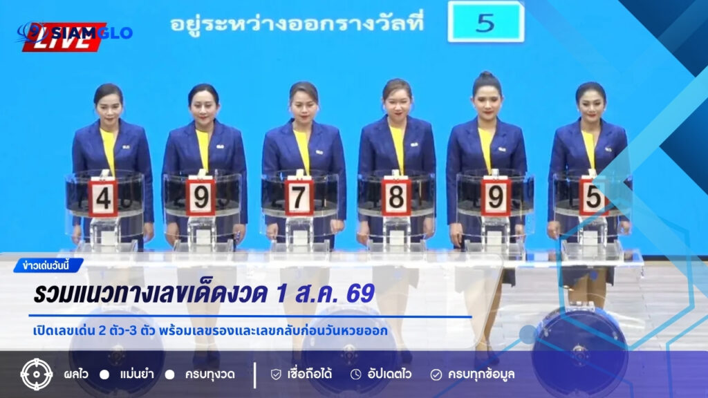 รวมแนวทางเลขเด็ดงวด 1 ส.ค. 69 เปิดเลขเด่น 2 ตัว-3 ตัว พร้อมเลขรองและเลขกลับก่อนวันหวยออก