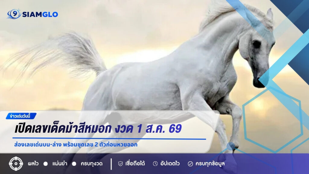 เปิดเลขเด็ดม้าสีหมอก งวด 1 ส.ค. 69 ส่องเลขเด่นบน-ล่าง พร้อมชุดเลข 2 ตัวก่อนหวยออก