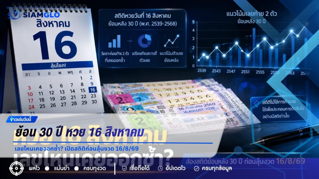 ย้อน 30 ปี หวย 16 สิงหาคม เลขไหนเคยออกซ้ำ? เปิดสถิติก่อนลุ้นงวด 16/8/69