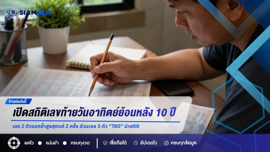 เปิดสถิติเลขท้ายวันอาทิตย์ย้อนหลัง 10 ปี เลข 2 ตัวออกซ้ำสูงสุดแค่ 2 ครั้ง ส่วนเลข 3 ตัว “780” นำสถิติ