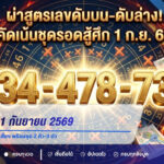 เลขดับงวด 1 กันยายน 2569 คัดเลขเด่นหลังตัดเลขเสี่ยง พร้อมชุด 2 ตัว-3 ตัว