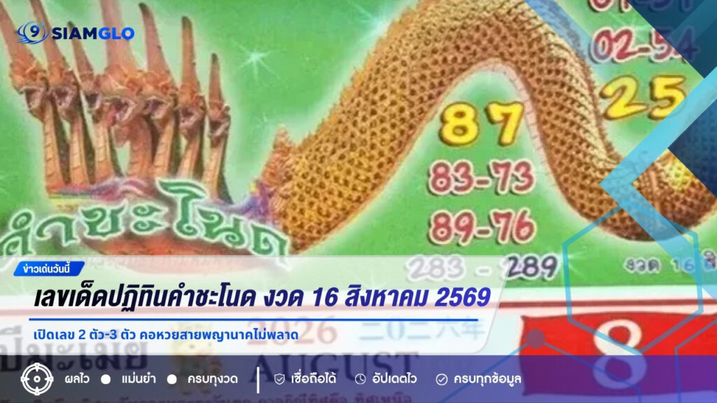 เลขเด็ดปฏิทินคำชะโนด งวด 16 สิงหาคม 2569 มาแล้ว! เปิดเลข 2 ตัว-3 ตัว คอหวยสายพญานาคไม่พลาด
