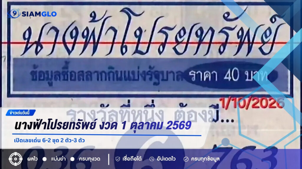 นางฟ้าโปรยทรัพย์ งวด 1 ตุลาคม 2569 เปิดเลขเด่น 6-2 ชุด 2 ตัว-3 ตัว