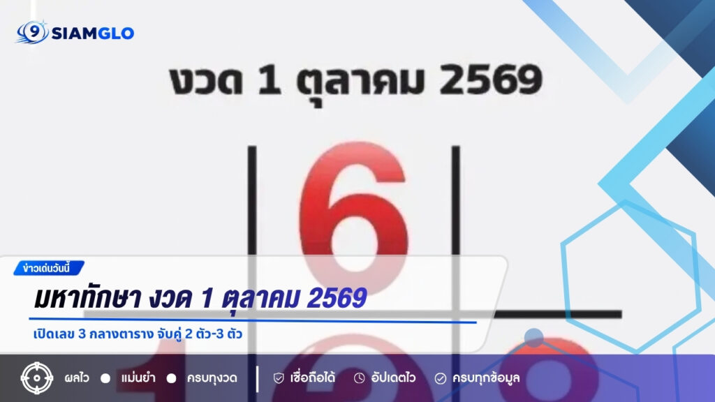 มหาทักษา งวด 1 ตุลาคม 2569 เปิดเลข 3 กลางตาราง จับคู่ 2 ตัว-3 ตัว