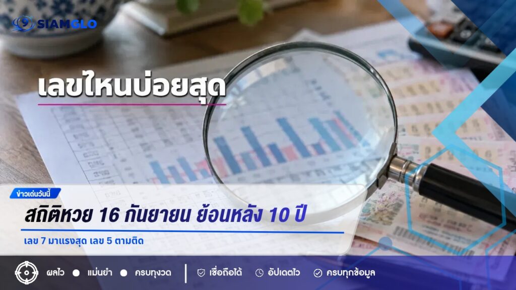 สถิติหวย 16 กันยายน ย้อนหลัง 10 ปี เลข 7 มาแรงสุด เลข 5 ตามติด