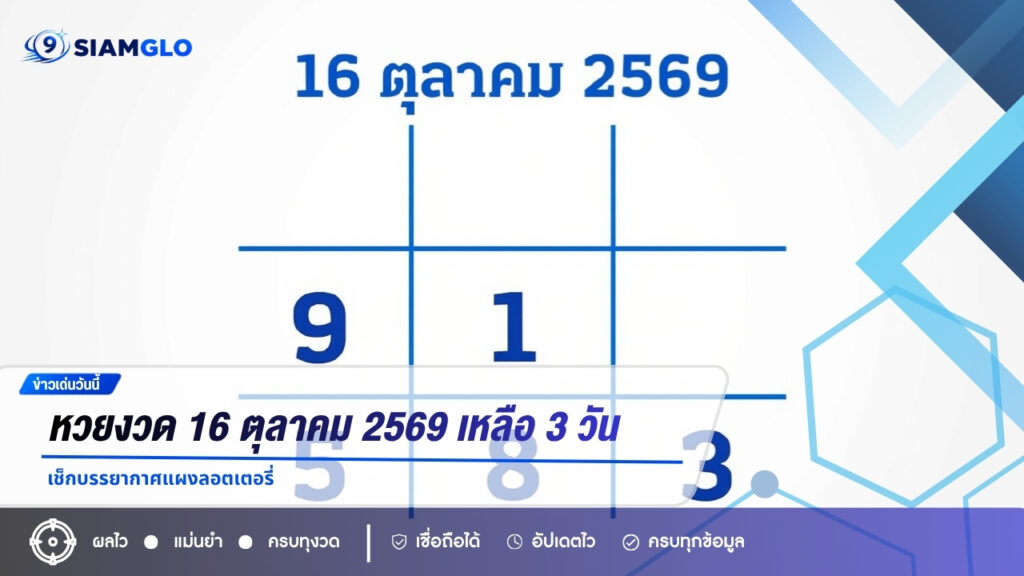 หวยงวด 16 ตุลาคม 2569 เหลือ 3 วันก่อนออกรางวัล เช็กบรรยากาศแผงลอตเตอรี่