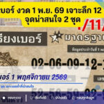 ตำราเรียงเบอร์ 1 พฤศจิกายน 2569 เปิด 12 เลขเด็ด แบ่ง 2 ชุด เจาะเลขซ้ำที่น่าสนใจ