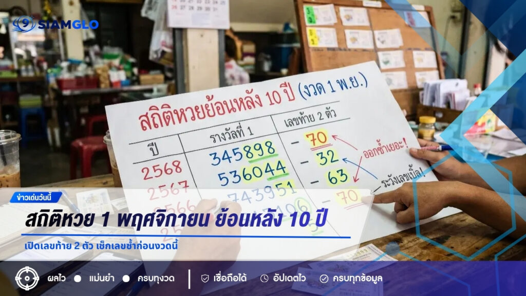 สถิติหวย 1 พฤศจิกายน ย้อนหลัง 10 ปี เปิดเลขท้าย 2 ตัว เช็กเลขซ้ำก่อนงวดนี้